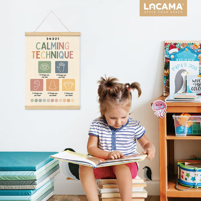 Lacama Calming Corner Items Kids Calm Down Corner Supplies Calming Corner Decor， Calming Technique Posters Hanger Frame for Therapy Office Homeschool Boho Classroom 12X16in