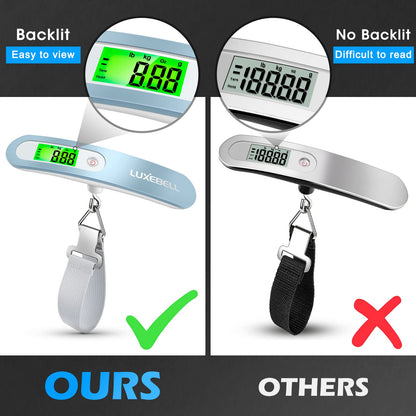 Digital Luggage Scale Vacation Travel Essentials Accessories Gifts for Traveler Portable Suitcase Handheld Weight Scale 110 lbs Hanging Baggage Travel Must Haves