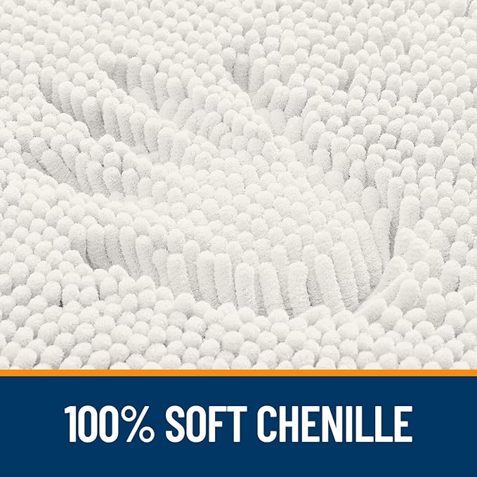 OLANLY Large Bathroom Rugs 40x24, Extra Soft Absorbent Chenille Bath Rugs, Rubber Backing Quick Dry, Machine Washable Bath Mats for Bathroom Floor, Tub and Shower, Home Decor Accessories, Ivory