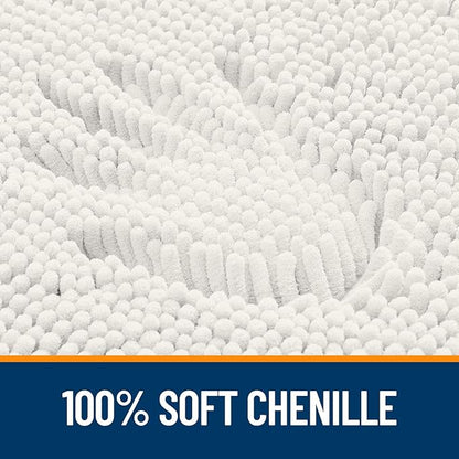 OLANLY Bathroom Rugs 30x20, Extra Soft Absorbent Chenille Bath Rugs, Rubber Backing Quick Dry, Machine Washable Bath Mats for Bathroom Floor, Tub and Shower, Home Decor Accessories, Ivory