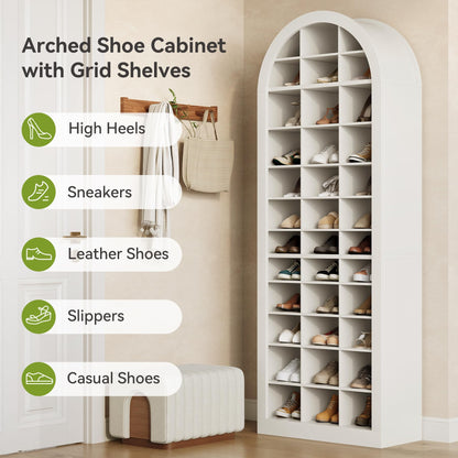 LITTLE TREE 12-Tier Shoe Storage Cabinet Set of 2, Freestanding Tall Entryway Shoe Organizer with 36 Cubbies, 70.9'' White Wooden Shoe Rack Cabinet for Closet, Entryway, Living Room