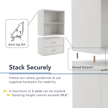 Homes: Inside + Out Apexa 4-Cube Storage Organizer Shelves, Stackable Wood Bookcase Fits Cubby Bins for Organization, Dorm Teen Room Decor & Home Office, White