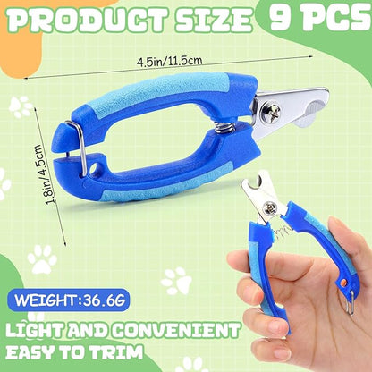 9 Pcs Small Dog Nail Clippers Bulk with Safety Guard to Avoid Over-Cutting Pet Nail Claw Grooming Pet Cutter Toenail Trimmer for Small Medium Dogs Nails Home Grooming (Plain)