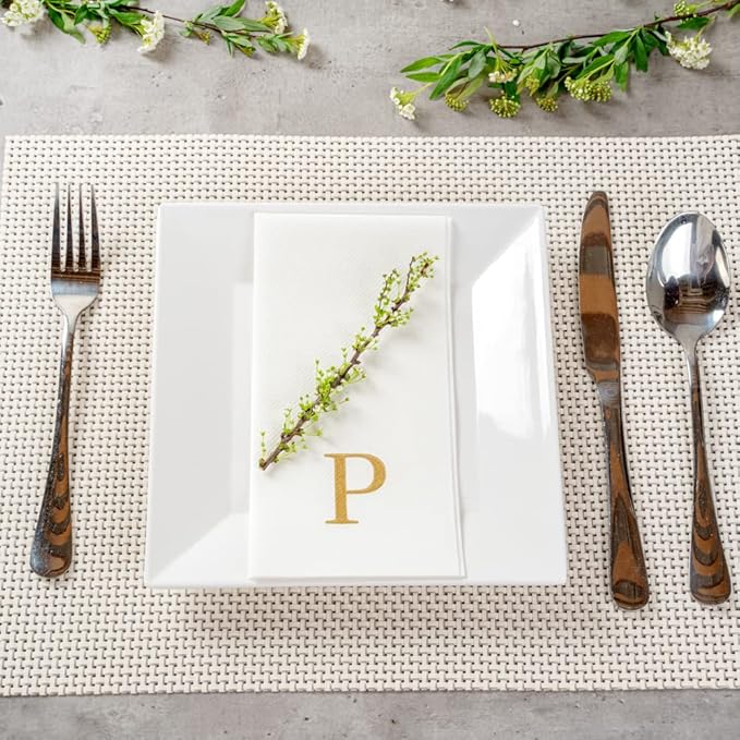 Luxenap 15.8 X 7.9 Inch Linen-Feel Guest Towels, 50 Lettered Hand Towels