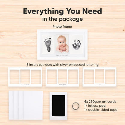 Inkless Hand and Footprint Kit, Boy, Girl, Newborn Keepsake - No Mess Ink Pad for Baby Handprint,Clean Touch Paw Print Kit for Dog Picture Frame,Personalized Baby Christmas Shower Gifts(Alpine White)