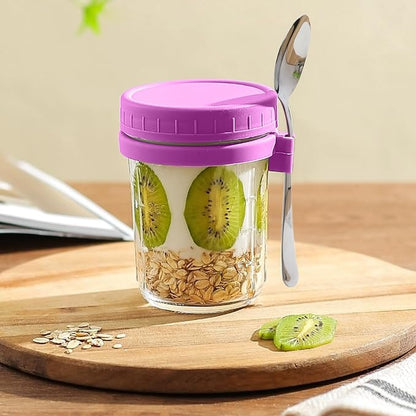 Mason Jars 16 oz with Lids, Overnight Oats Containers with lids for Oatmeal, Pudding, Yogurt,Salad Dressing Containers,Cereal Meal Prep Containers,DIY Gifts, Wedding, Party(12pcs)