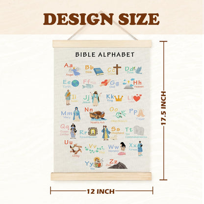 Supwhd Bible Verse Posters for Kids, Bible Alphabet Poster Hanger Frame, Christian Classroom Decor, Alphabet Wall Decor for Classroom Church School Christian Home, 12x16 Inches