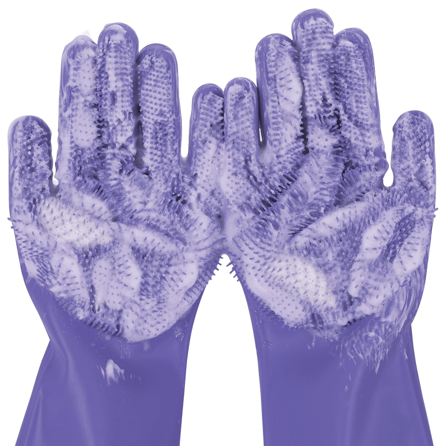 Pecute Heat Resistant Silicone Grooming Gloves with High-Density Teeth and Enhanced Five Finger Design for Bathing and Massaging Dogs and Cats