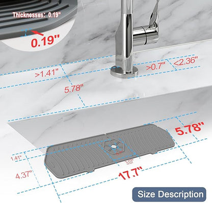 Sink Drain Mat Behind Faucet, Faucet Guard Draining Mat, 90° Foldable Tap