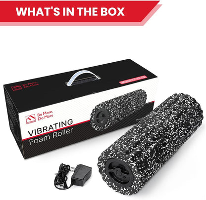 FITINDEX Vibrating Foam Roller for Muscle Deep Tissue, Back Pain Relief, Leg Foot Neck Massager, Exercise, Pilates, Muscle Recovery, Physical Therapy, 4-Speed, Rechargeable, Black