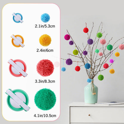 Suncalla 16 Pcs Pompom Makers for Yarn 4 Different Sizes Pompom Maker Kit Craft Tool Set Fluff Ball Weave DIY Wool Yarn Knitting Craft Project for Adult Home Crafts Gifts