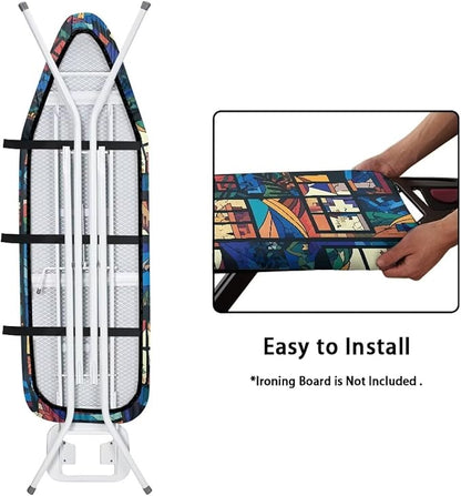 Geometric Window Steam Ironing Board Cover 15x54, Colorful Abstract Art