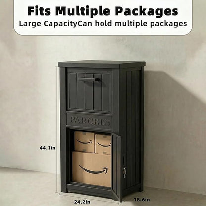 EFU Package Delivery Boxes for Outside, Lockable Anti-Theft Waterproof Delivery Boxes for Outside, Secure Parcel Drop Boxes for Porch & Curbside & House, Outdoor Package Box for Deliveries (Black)