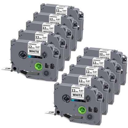10-Pack TZe-231 TZe 12mm 0.47 Inch Laminated White Compatible for Brother TZe231 TZ-231 Label Tape Work with Ptouch PTD200 PTD202 PTD210 PTD600 PTD400 PTH100 PTH110 PT1280 Label Maker, Black on White
