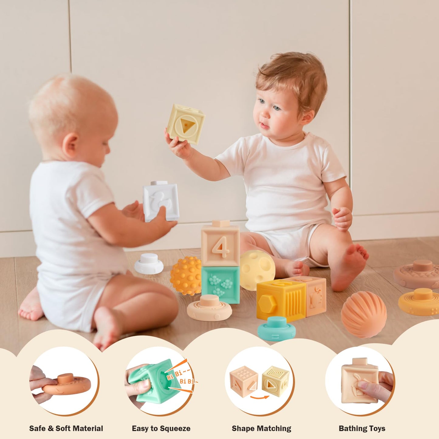 Montessori Baby Toys 6 in 1, Wooden Musical Instruments Xylophone 6 Months+