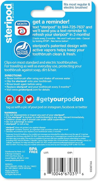 Steripod Kids' Clip-On Toothbrush Protector, Keeps Toothbrush Fresh and Clean