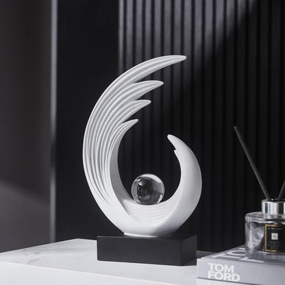 FJS Modern White Statue, Resin Shelf Decor, Abstract Art Sculptures for Living Room, Bookshelf, Dining Room, Office, Coffee Table, TV Stand