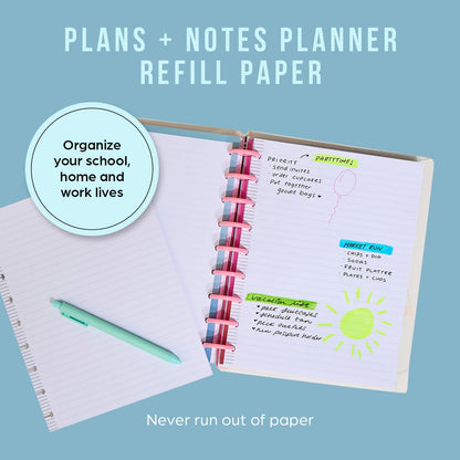 Happy Planner Refill Paper for Planners and Journals, Neutral Daily Notebook Planner Paper, Classic Size, 100 Sheets, 7" x 9 3/4"