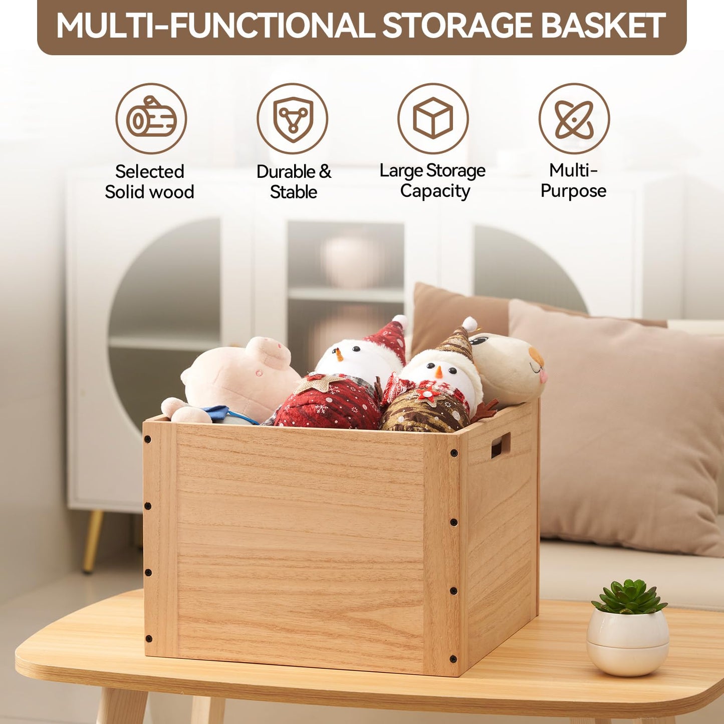KIRIGEN Stackable Wood Storage Cube, Modular Open Cubby Bin with Handles for Books, Clothes, Closet, Bedroom, Pantry, and Home Office, Assembly Required, 14.17 x 14.17 x 10.31 Inch, F26-NA