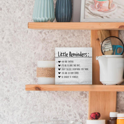 Luipk Inspirational You Are Enough Wood Box Sign Desk Decor, Mental Health Wood Box Sign Desk Decor Motivational Wooden Block Decorations for Home Office Dorm Room Wall Tabletop Shelf