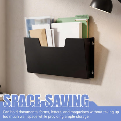 ElaraBerry 2 Pack Metal Wall File Holder, Hanging Wall Mount File Organizer, Single Pocket Letter Size, Metal Chart Holder for Office Home Document Mail Paperwork Magazine Storage Organizer