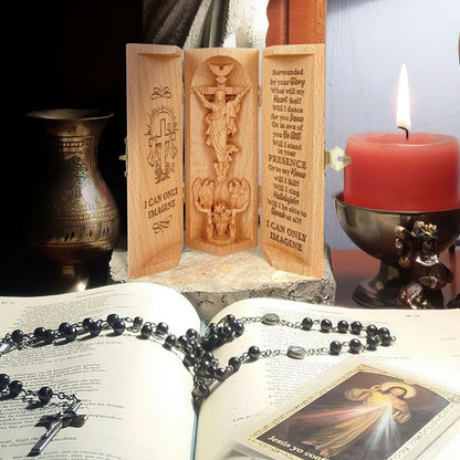 Jesuspirit - Our Father in Heaven Christian Decor, Catholic Wooden Statue, Sculpture Nativity Family, Statue of Jesus, Home Decor - Openable Wooden Cylinder Sculpture of Jesus (I Can Only Imagine)