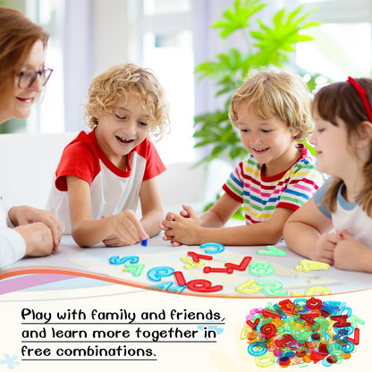Rotatingpals 172 Pcs Translucent Light Table Manipulatives for Preschool Classroom Include Colorful Plastic Transparent Letters and Numbers Round Chips Geometric Sheet for Students Counting Spelling