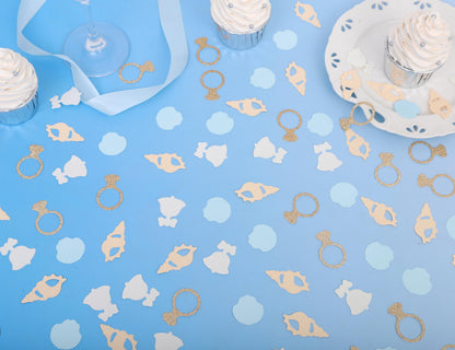 200PCS Seashells And Wedding Bells Confetti - Bachelorette Table Decoration, Valentines Celebrations Confetti, Coastal Bridal Shower Decorations, Under The Sea Party Supplies