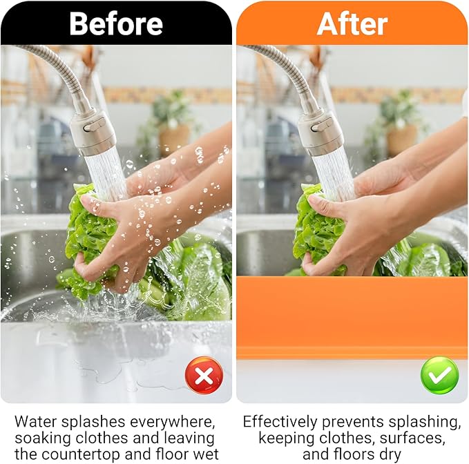 19.29 inch Sink Water Splash Guard, Silicone Sink Splash Guard, Backsplash