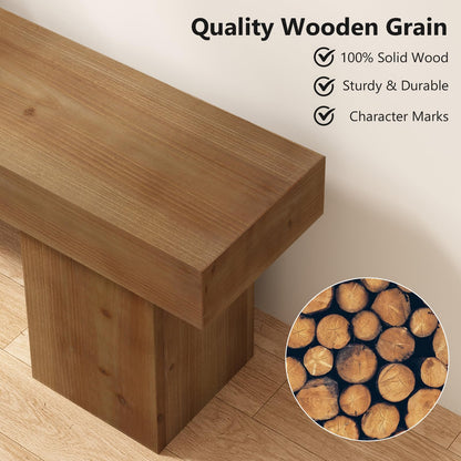 WINWY Farmhouse Solid Wood Entryway Bench, 47.3" Rustic End of Bed Bench for Bedroom, Handcrafted Accent Seating for Dining, Kitchen, Hallway, Living Room - 15 Min Assembly
