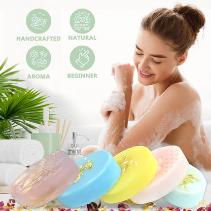 Jcoos Soap Making Kit, Soap Making Kit for Adults, Teen- Shea Butter Glycerin Melt and Pour Base, Molds, Dye, Fragrances, Dried Flowers, DIY Craft for Teen Beginners Girls, Gift Boxes for Women