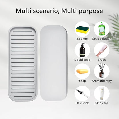 Silicone Sponge Holder Kitchen Sink Organizer Tray Dish Caddy Soap Dispenser