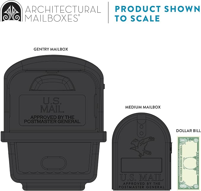 Architectural Mailboxes Gentry Plastic, Dual Access, Mailbox and Post Kit, GGC1B00AM, Black, Large Capacity