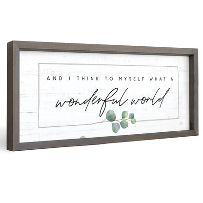 Simply Said, INC Farmhouse Frames What a Wonderful World Wooden Sign, Rustic Framed Wall Art, Inspirational Farmhouse Home Decor, 10 x 24 Inch