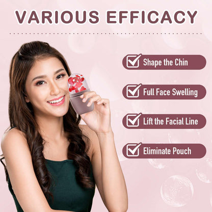 XHJRI Ice Cube Roller Massager for Face, Eyes and Neck Naturally Conditioning and Skin Care,De-Puff Eye Bags,Reduce Migraine Pain,Reusable Massage Silicone Ice Mold (Pink)
