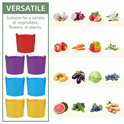 LITLANDSTAR 7-Pack 7 Gallon Colorful Grow Bags, Thickened Nonwoven Plant Fabric Pots with Handles, Heavy Duty Garden Planting Bag for Vegetable, Herbs & Flowers, Come with 4 Colors