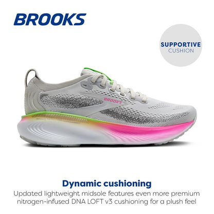 Brooks Women’s Adrenaline GTS 25 Supportive Running & Walking Shoe - Oyster/Pink/Green - 9.5 Medium