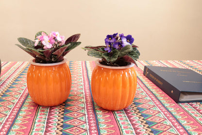 Cornasee 4" Pumpkin Planter Self Watering Pot for Halloween Decor, 4-Pack Small Plastic Planters for Indoor Plants,Flowers,Succulent,African Violets (Orange, 4")