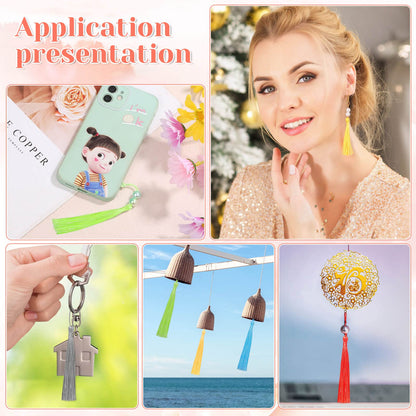 Bookmark Tassels Bulk, Cridoz 200Pcs Small Tassels Silky Handmade Soft Craft Mini Tassels with Loops for Bookmarks, DIY Crafts and Jewelry Making, 40 Colors