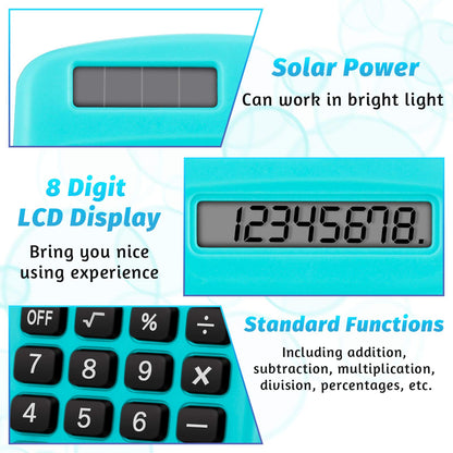 Weewooday 12 Pieces Small Basic Calculator 8 Digit Solar Battery Dual Power Mini Pocket Calculator for Kids Students Classroom Desktop Home Office, 6 Colors
