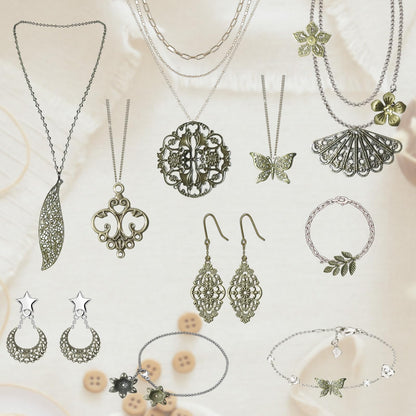 120pcs Filigree Metal Embellishments Metal Charms 20 Styles Antique Bronze Charms for Jewelry Making, Steampunk Art, Hairpins, Headwear, and DIY Crafts (6pcs each)