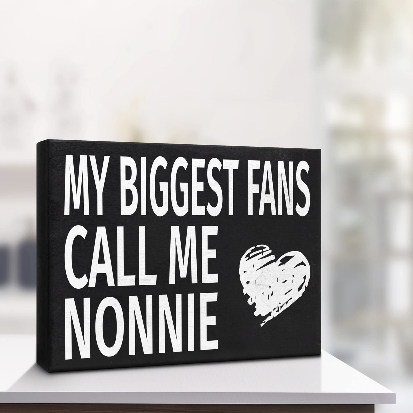 JennyGems Nonnie Gifts, My Biggest Fans Call Me Nonnie Wooden Sign, Shelf Decor and Wall Hanging, Made in USA