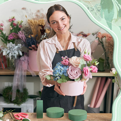 Lounsweer 24 Pcs Floral Foam Blocks 4.72 x 1.57 Florist Floral Round Foam Blocks Dry and Wet Green Foam for Flower Arrangement Fresh and Artificial Flowers Wedding Party Decoration Supplies
