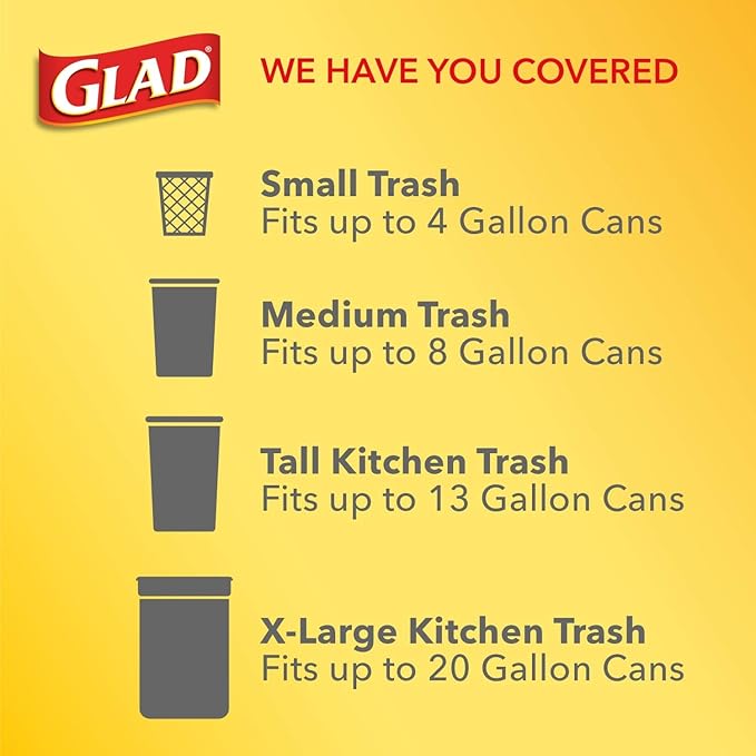 Glad ForceFlex Tall Kitchen Trash Bags, 13 Gallon, Gain Lavender