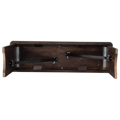 Flash Furniture HERCULES 40" x 12" Folding Farm Bench, Solid Pine Entryway Bench in Mahogany
