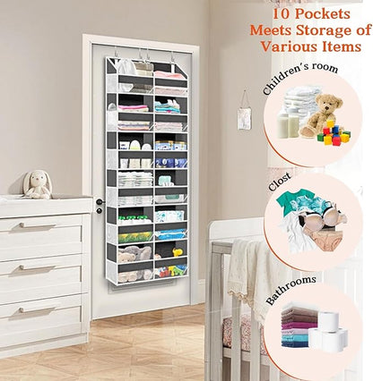 Over the Door Organizer 6 Tiers, Extra Large Behind Door Storage of 12