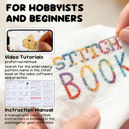 Poeuai 2026 New Embroidery Stitch Book Kit,All-Scenario Embroidery Stitch Book kit, Comes with a Complete Toolkit and Instructional Tutorial, for Beginners and Enthusiast
