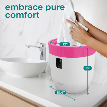 SereneLife Counter Towel Warmer Bucket - with Customized Fragrance for Spa and Bathroom, Luxury Heater, Auto Shut Off, Fits 1 Large Blanket, Bathrobe, PJs (Natural)