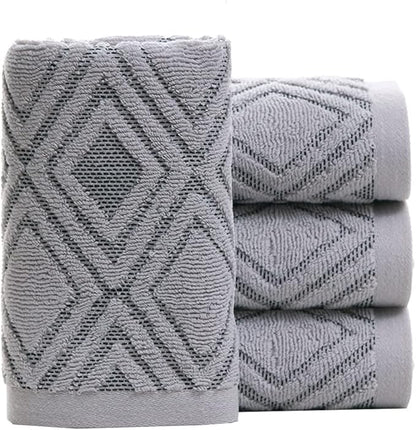 Pidada Hand Towels Set of 4 Diamond Pattern 100% Cotton Absorbent Soft