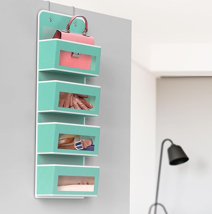 Simple Houseware 4 Clear Window Pocket Over Closet Door Storage Hanging